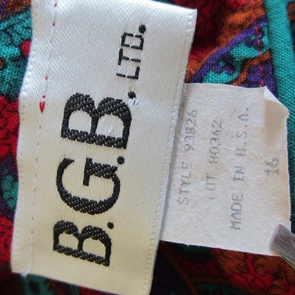 Vintage‎ B.G.B  LTD Madi Dress Women's 16 Red/Blue Paisley Zip Back Boho  USA - Picture 12 of 14